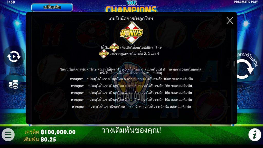 รีวิวเกมสล็อต PP : The Champions แชมเปียนส์