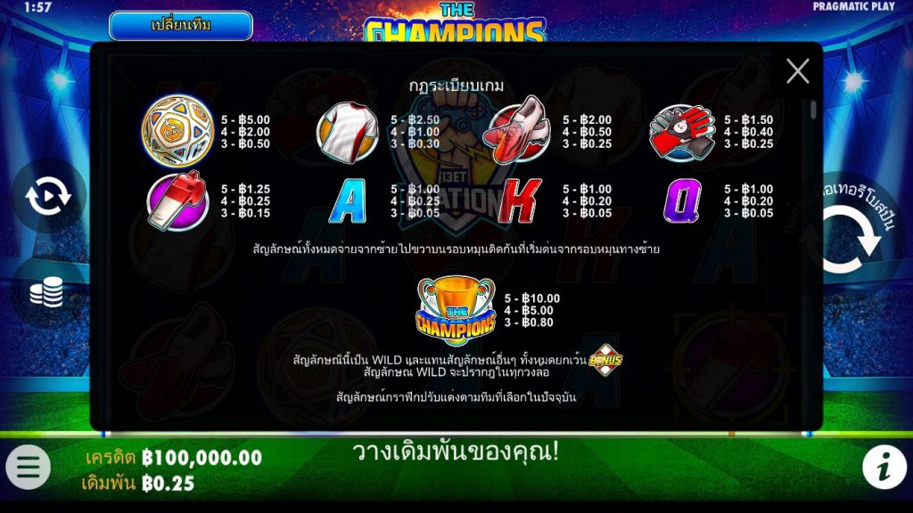 รีวิวเกมสล็อต PP : The Champions แชมเปียนส์