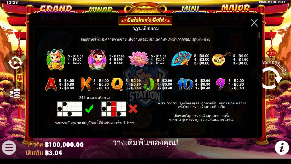 รีวิวเกมสล็อต PP : Caishens Gold ทองเทพไฉ่สิ่งเอี้ย